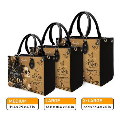 She Who Kneels Before God, Gift For Her | Personalized Leather Handbag