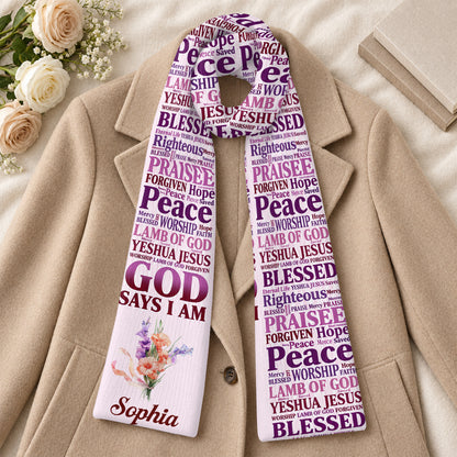 God Says I Am, Gift For Women | Personalized Scarf