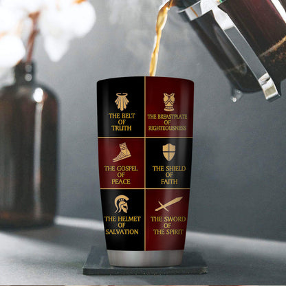 Put On The Full Armor Of God, Spiritual Warfare Gift | Personalized Stainless Steel Tumbler