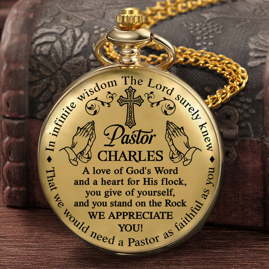 A Pastor As Faithful As You, Gift For Pastor - Personalized Pocket Watch
