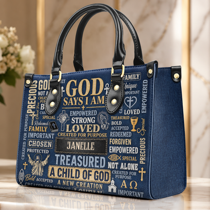 I Am A Child Of God, Gift For Women | Personalized Leather Handbag
