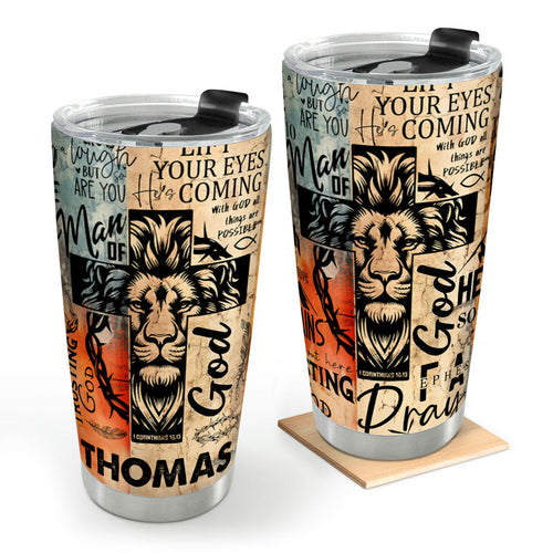 Man Of God Gift For Dad Husband Son | Personalized Stainless Steel Tumbler