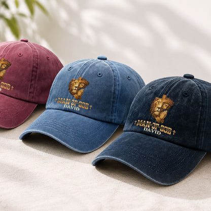 Man Of God | Personalized Vintage Washed Denim Cap