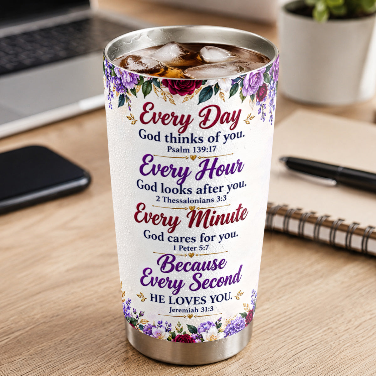Every Day God Thinks Of You, Gift For Mom | Personalized Stainless Steel Tumbler