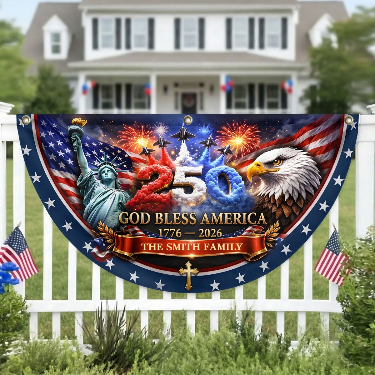 God Bless America - Personalized Non-Pleated Fan Flag