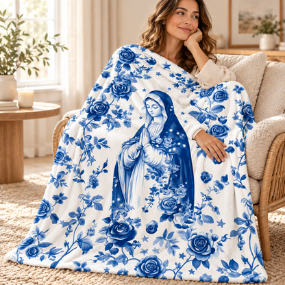 Virgin Mary, Gift For Mom & Grandma | Personalized Fleece Blanket