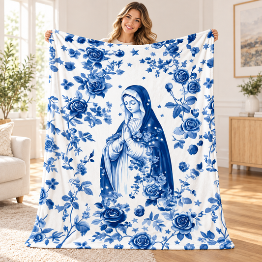 Virgin Mary, Gift For Mom & Grandma | Personalized Fleece Blanket