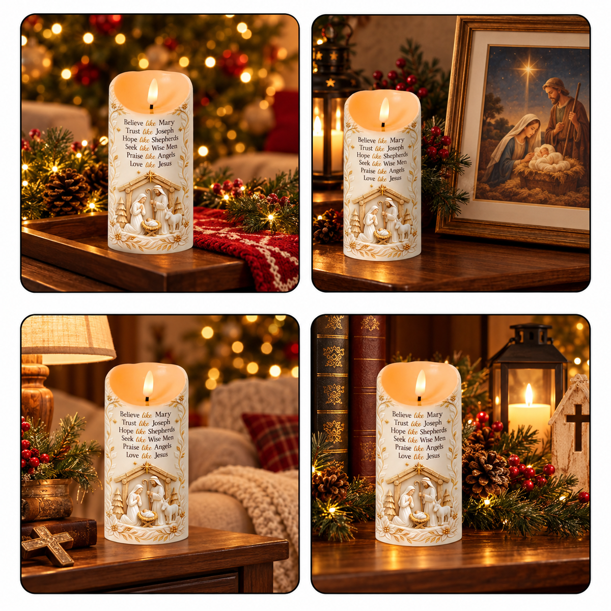 Holy Family, Gift For Family | Flameless LED Candle