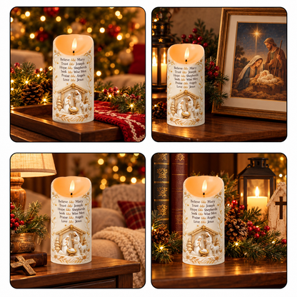 Holy Family, Gift For Family | Flameless LED Candle
