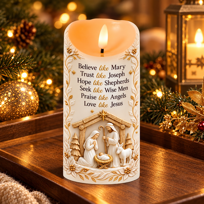 Holy Family, Gift For Family | Flameless LED Candle