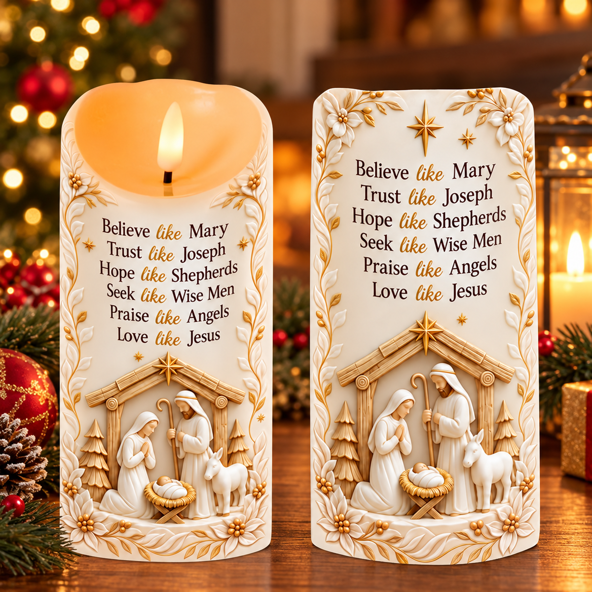 Holy Family, Gift For Family | Flameless LED Candle