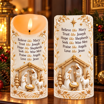 Holy Family, Gift For Family | Flameless LED Candle