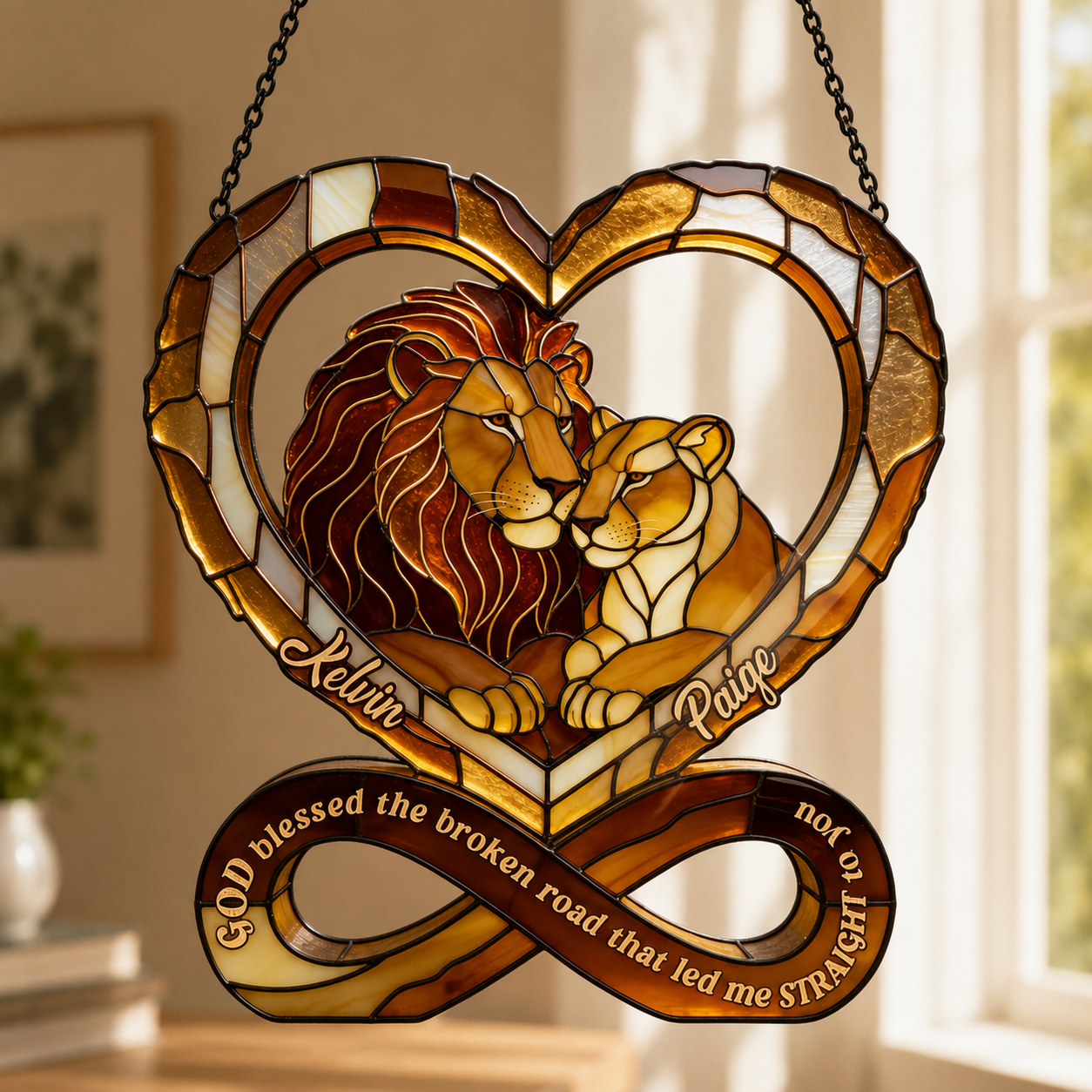 God Blessed The Broken Road That Led Me Straight To You, Gift of Love | Personalized Acrylic Suncatcher