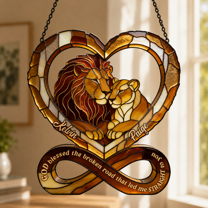 God Blessed The Broken Road That Led Me Straight To You, Gift of Love | Personalized Acrylic Suncatcher