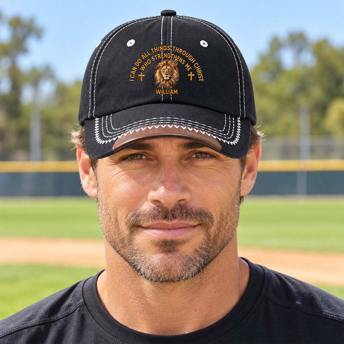 Christ Strengthens Me Lion, Gift For Men | Personalized Vintage Soft Baseball Cap