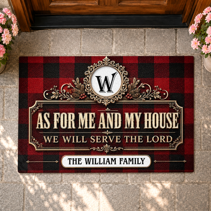 As For Me And My House We Will Serve The Lord, Gift For Family | Personalized Doormat