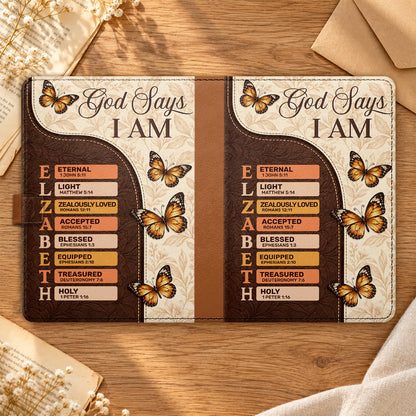 God Says I Am, Gift For Her | Personalized Leather Notebook & Pen Set