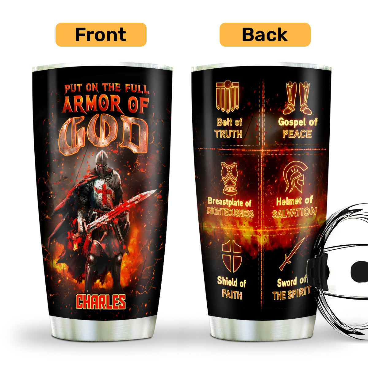 Put On The Full Armor Of God | Personalized Stainless Steel Tumbler