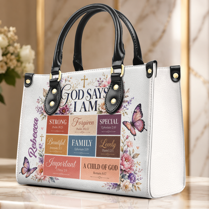 God Says I Am, Gift For Women | Personalized Leather Handbag