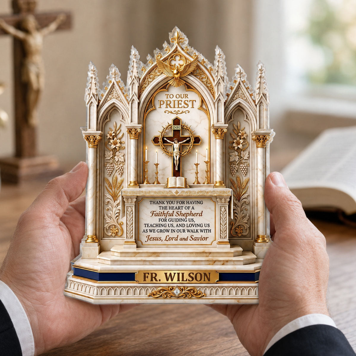 Thank You For Being A Faithful Shepherd, Christian Gift For Priest | Personalized Custom Shaped Acrylic Plaque