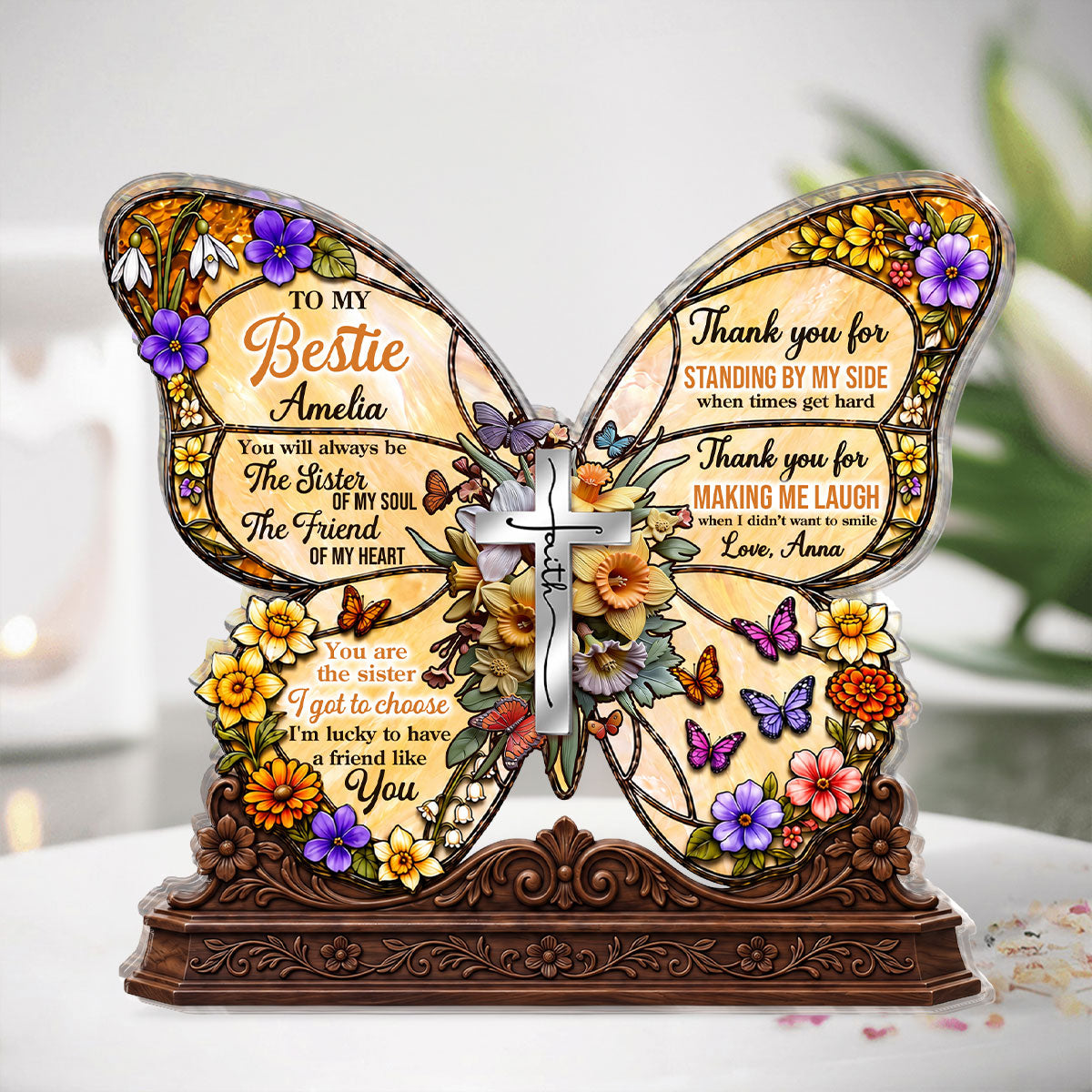 To My Bestie You Are The Sister Of My Soul, Gift For Best Friend | Personalized Custom Shaped Acrylic Plaque