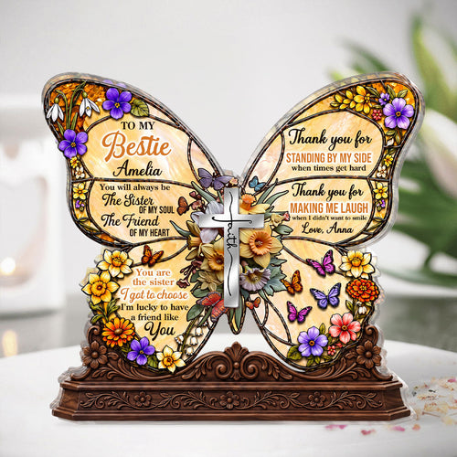 To My Bestie You Are The Sister Of My Soul, Gift For Best Friend | Personalized Custom Shaped Acrylic Plaque