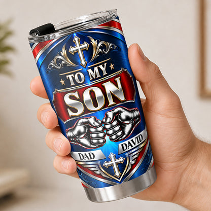 My Little Boy Yesterday My Son Forever, Christian Gifts For Son, Grandson | Personalized Stainless Steel Tumbler