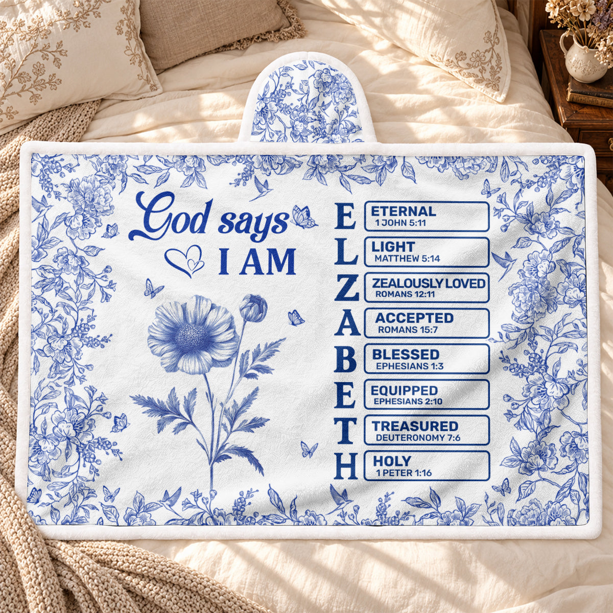God Says I Am, Gift For Loved One | Personalized Wearable Blanket Hoodie