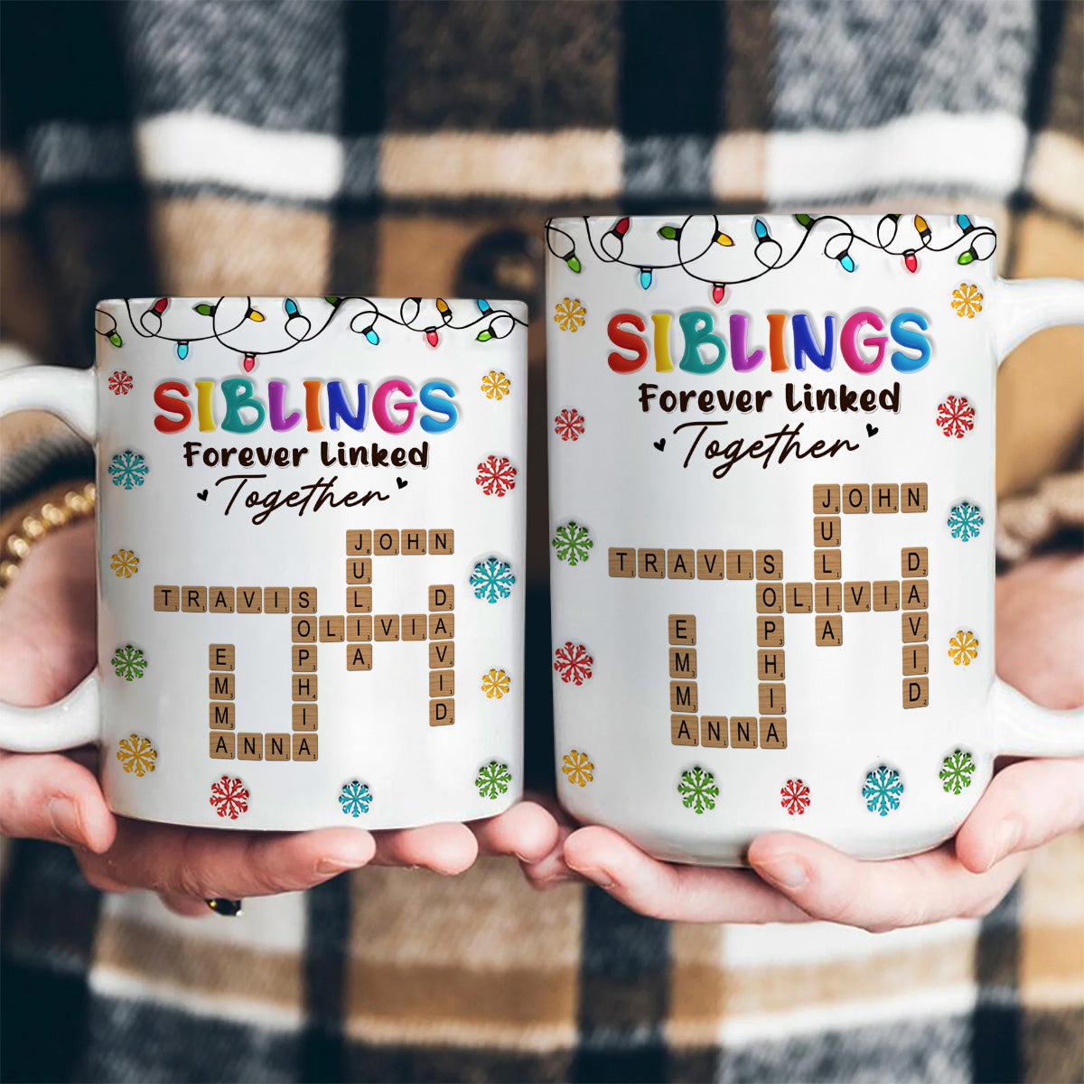 Forever Linked Together, Gift For Siblings - Personalized Ceramic Coffee Mug