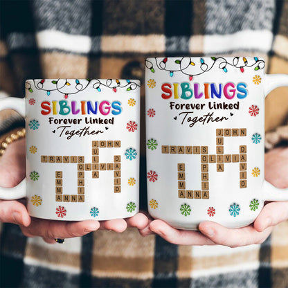 Forever Linked Together, Gift For Siblings - Personalized Ceramic Coffee Mug
