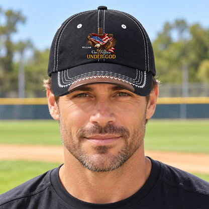 One Nation Under God, Gift For Men | Personalized Vintage Soft Baseball Cap