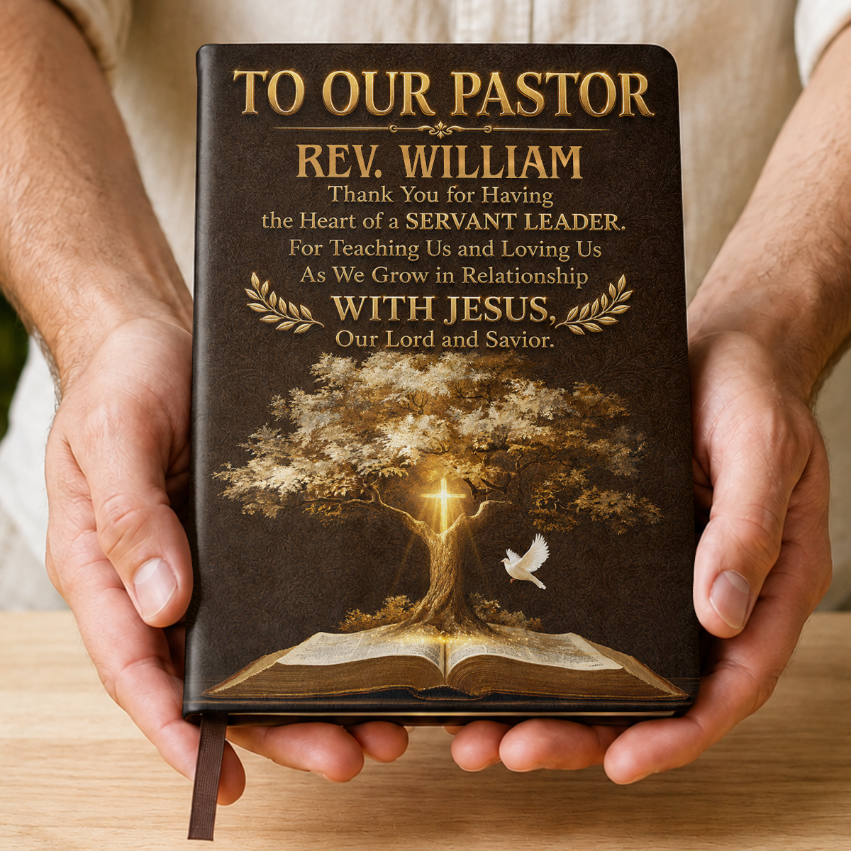 Blessed To Have You, Gift For Pastor | Personalized Leather Cover Notebook