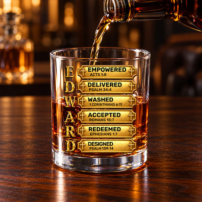 I Took A DNA Test And God Is My Father, Funny Gifts For Dad, Husband, Son, Grandpa | Personalized Round Whiskey Glass