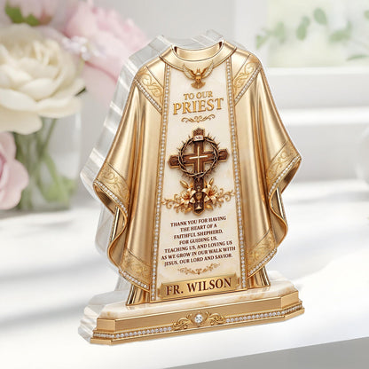To Our Priest For Having The Heart Of A Faithful Shepherd | Personalized Custom Shaped Acrylic Plaque