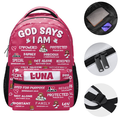 God Says I Am | Personalized Backpack