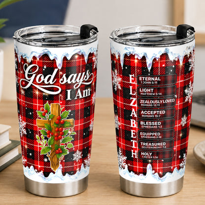 God Says I Am, Gift For Women | Personalized Stainless Steel Tumbler