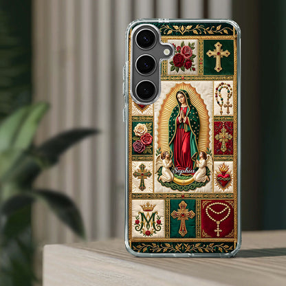 Marian Devotional Patchwork, Gift For Her - Personalized Clear Silicone Phone Case