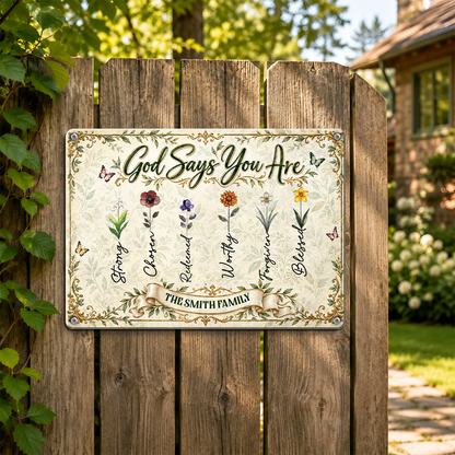 God Says You Are, Gift For Family | Personalized Metal Sign