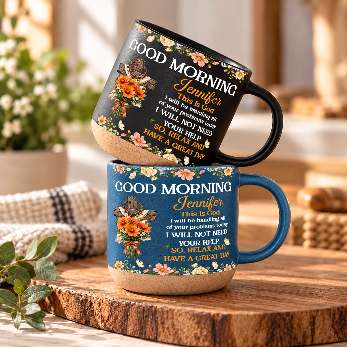 Birth Flower Bouquet Good Morning This Is God, Gift For Loved One | Personalized Pottery Mug