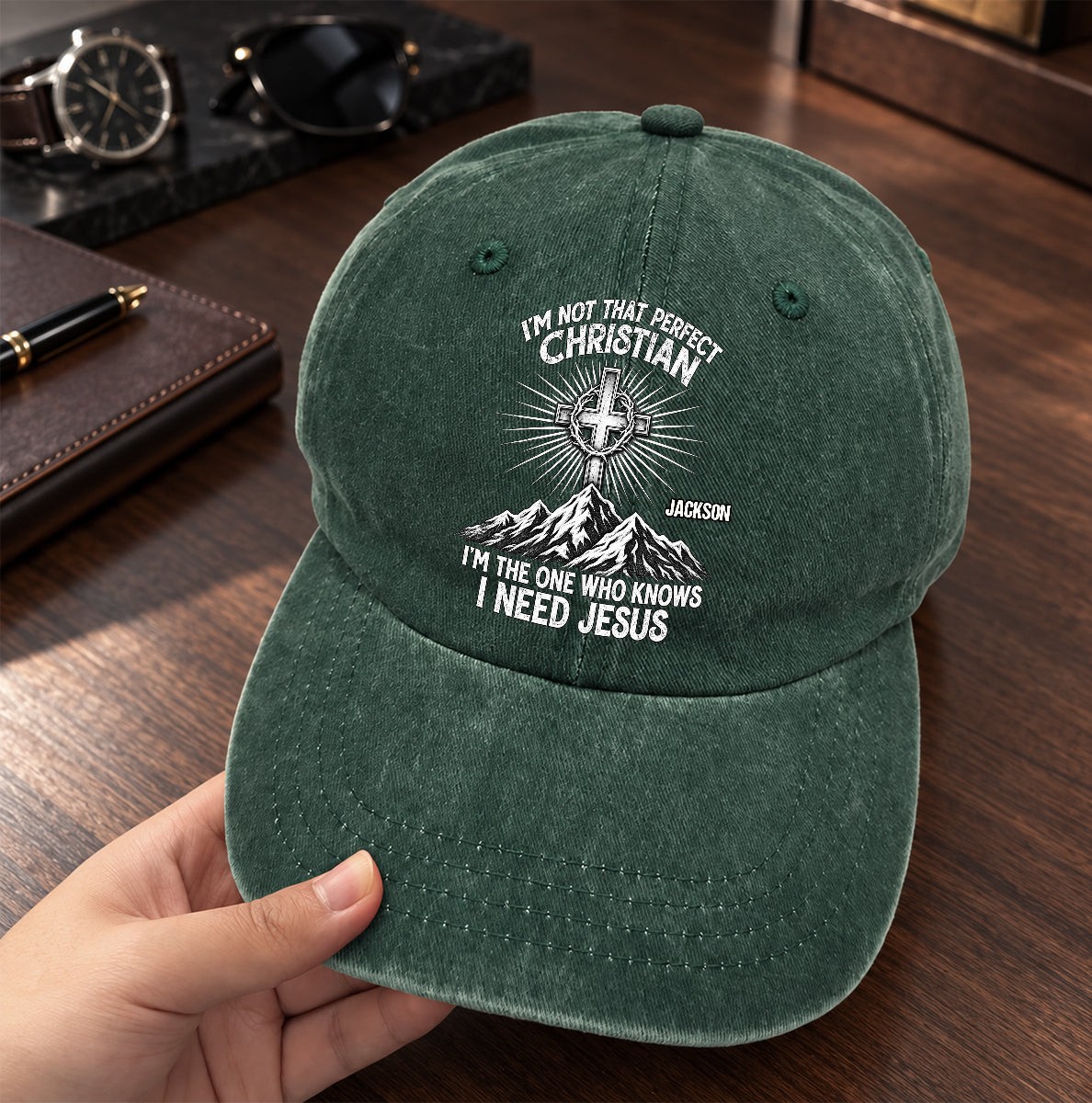 Raised In Faith, Gift For Christian - Personalized Custom Vintage Washed Denim Cap