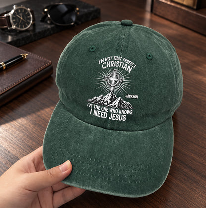 Raised In Faith, Gift For Christian - Personalized Custom Vintage Washed Denim Cap