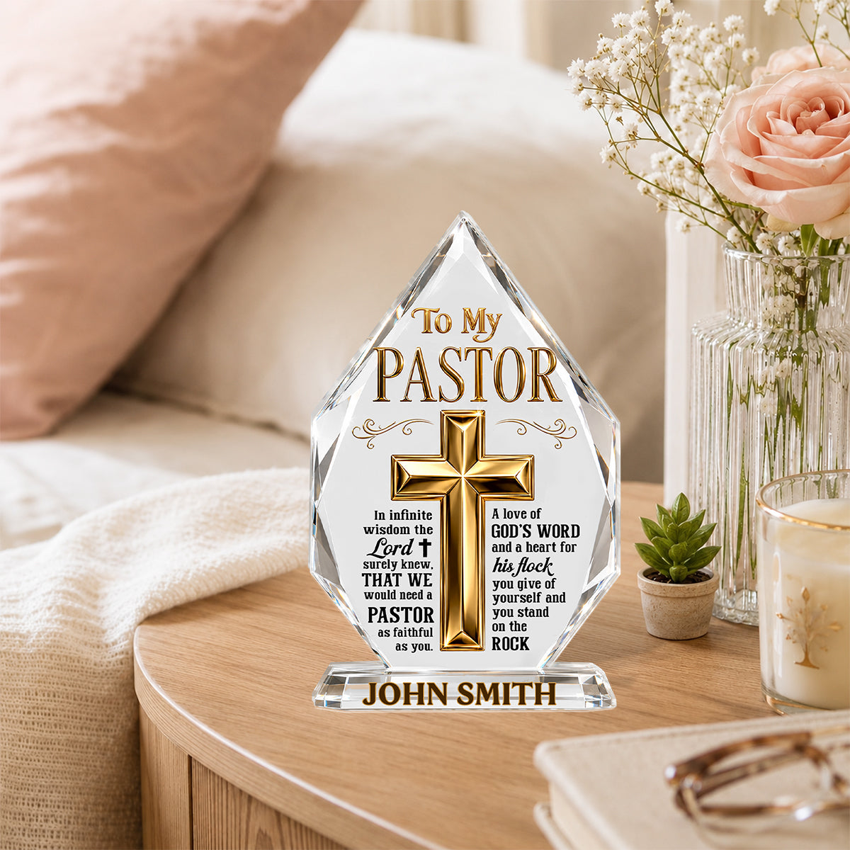 The Lord Knew We Need A Pastor, Gift For Pastor | Personalized Custom Shaped Squared Acrylic Plaque