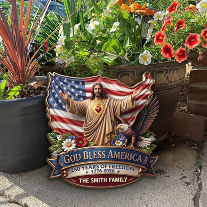 God Bless America - Personalized Wooden Door Sign