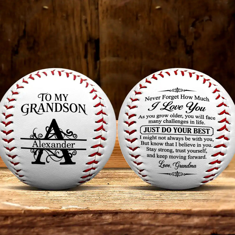 To My Grandson Never Forget How Much I Love You, Gift For Grandson | Personalized Baseball