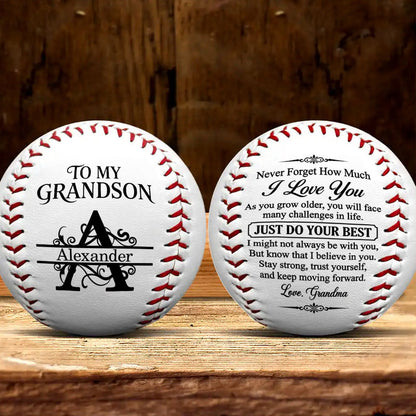 To My Grandson Never Forget How Much I Love You, Gift For Grandson | Personalized Baseball