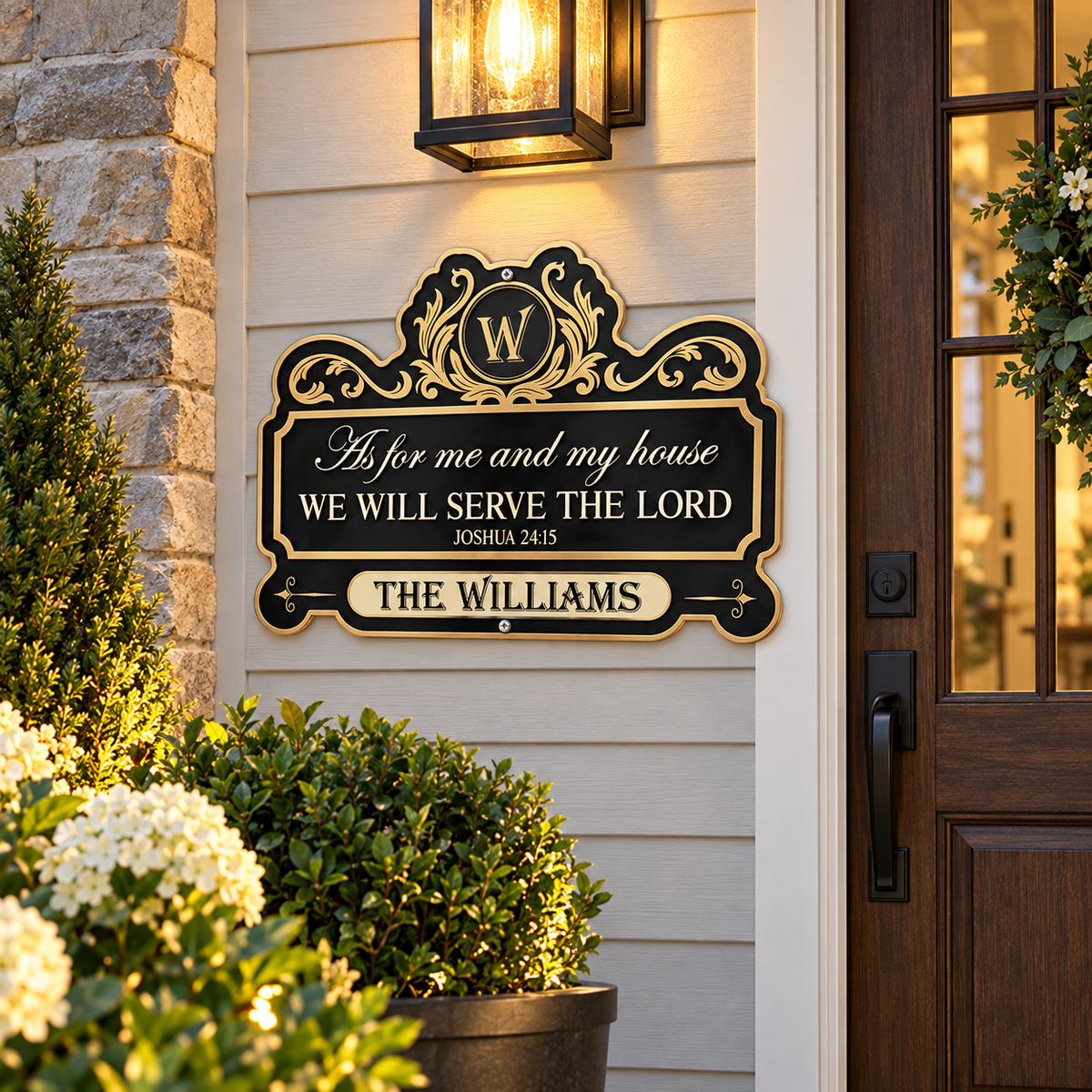 We'll Serve The Lord, Gift For Faithful Homeowner - Personalized Custom Shaped Metal Sign