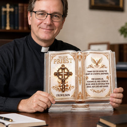 To Our Priest For Having The Heart Of A Faithful Shepherd, Gift For Priest | Personalized Custom Shaped Acrylic Plaque