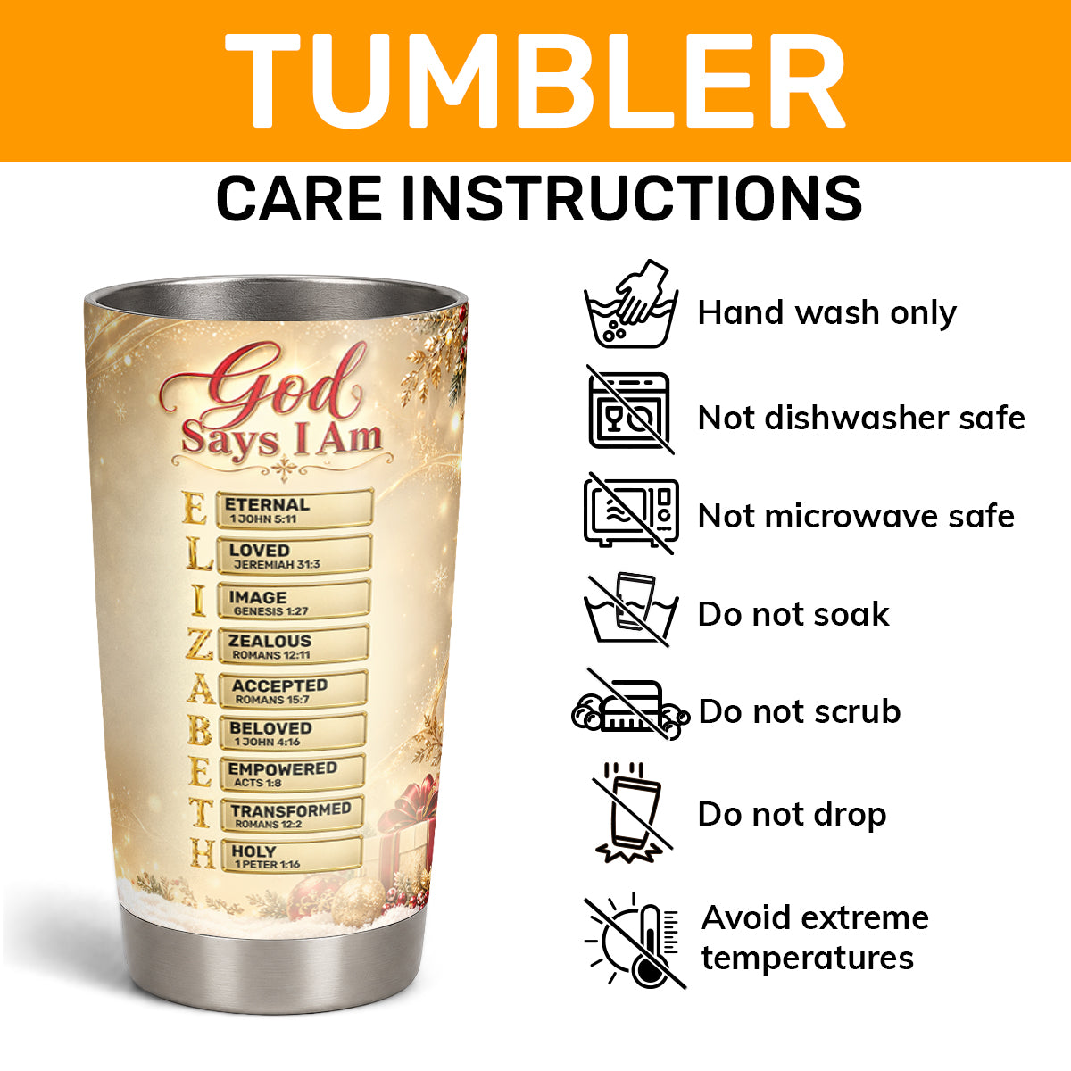 God Says I Am, Gift For Loved One | Personalized Stainless Steel Tumbler