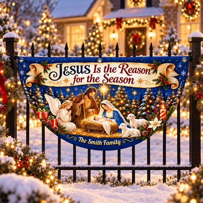 Jesus Is the Reason, Gift For Family - Personalized Non-Pleated Fan Flag