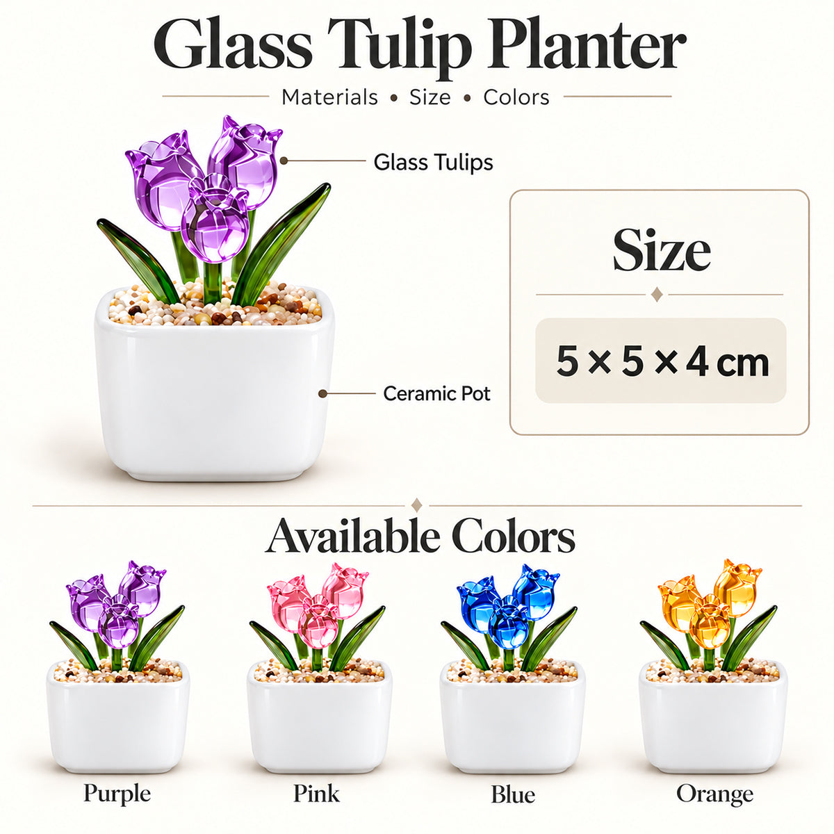 We Grow Beautifully, Birthday Gift For Women, Sister, Bestie | Personalized Glass Everlasting Tulips